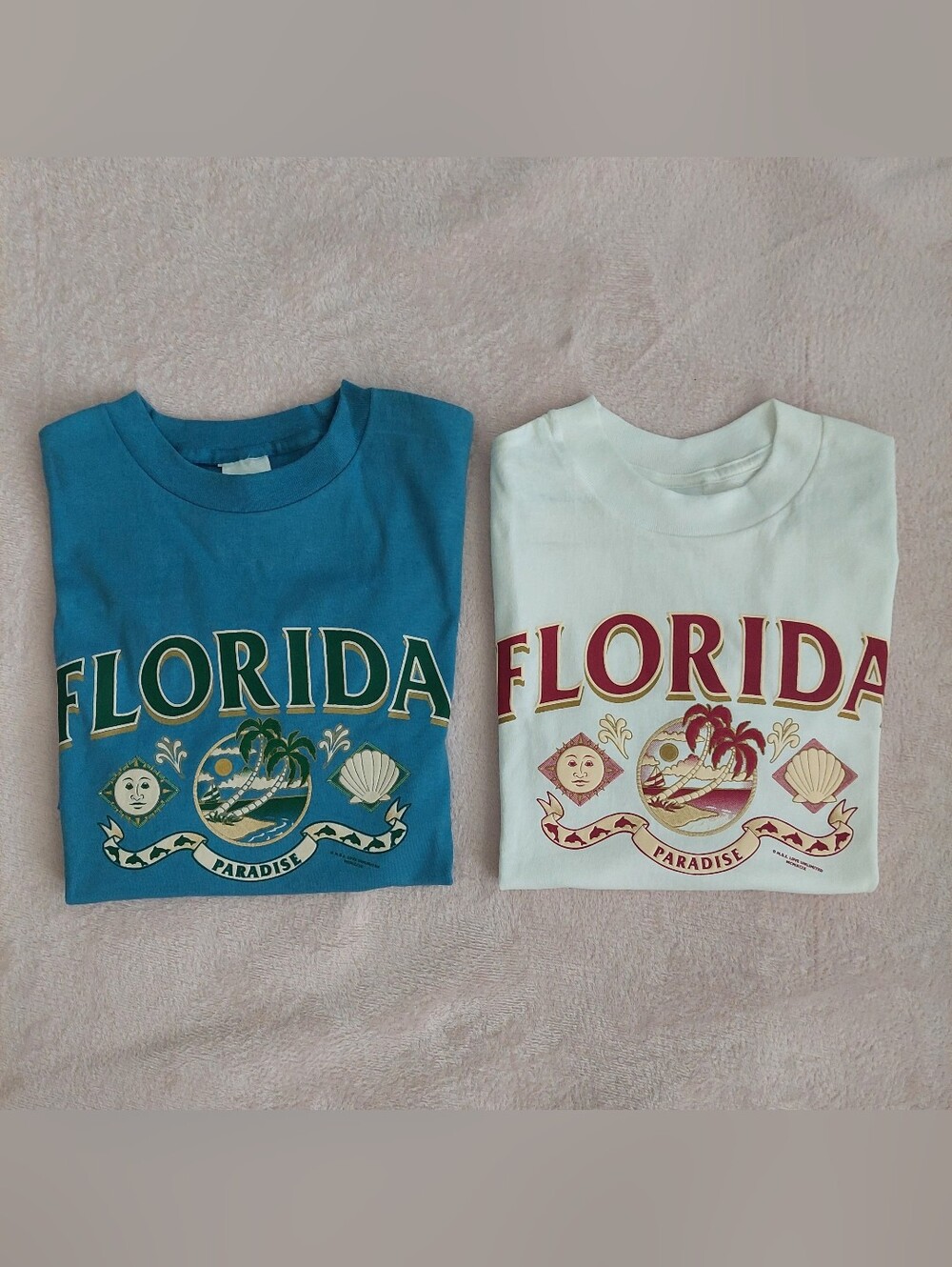 Set of 2 FLORIDA PARADISE Unisex Graphic Tee Shirts NWT